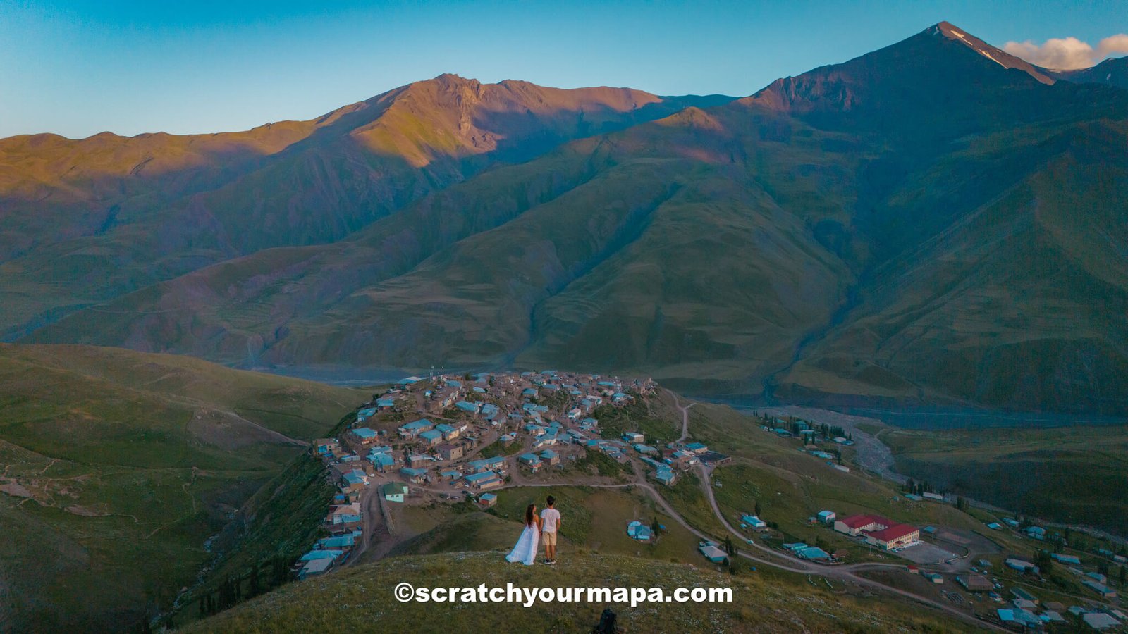 visiting Kihinaliq on a road trip in Azerbaijan