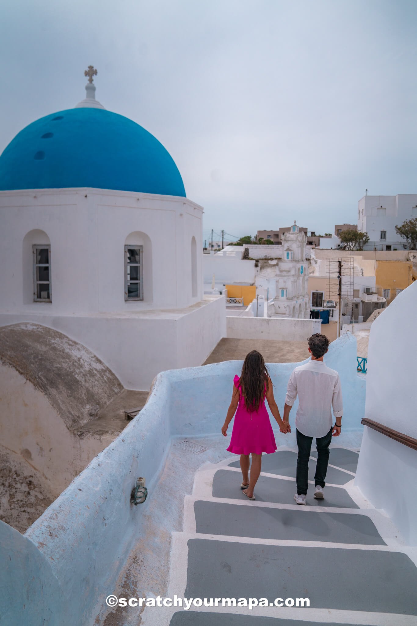 Panagia ton Eisodion in Megalochori - blue domes in Santorini