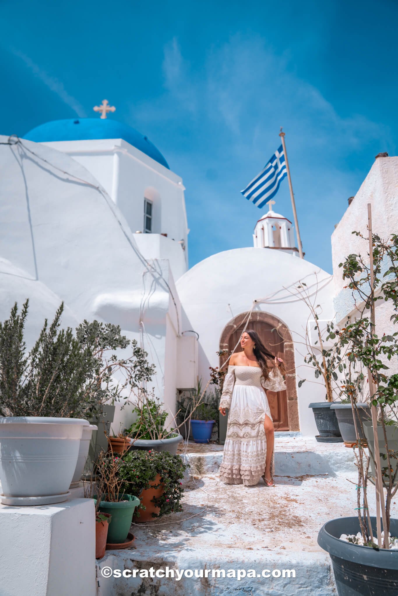 blue domes church in Pyrgos