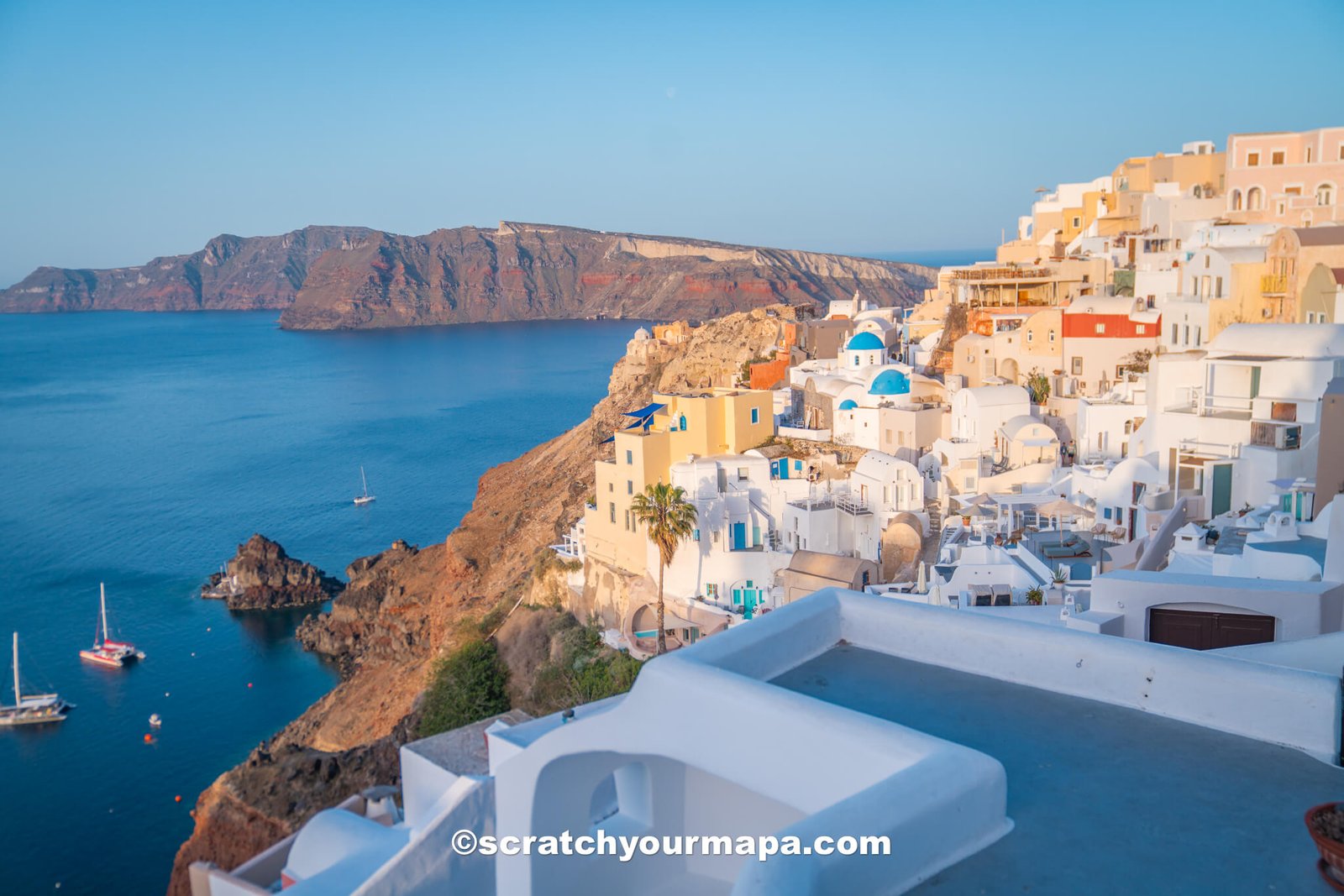 blue domes in Santorini