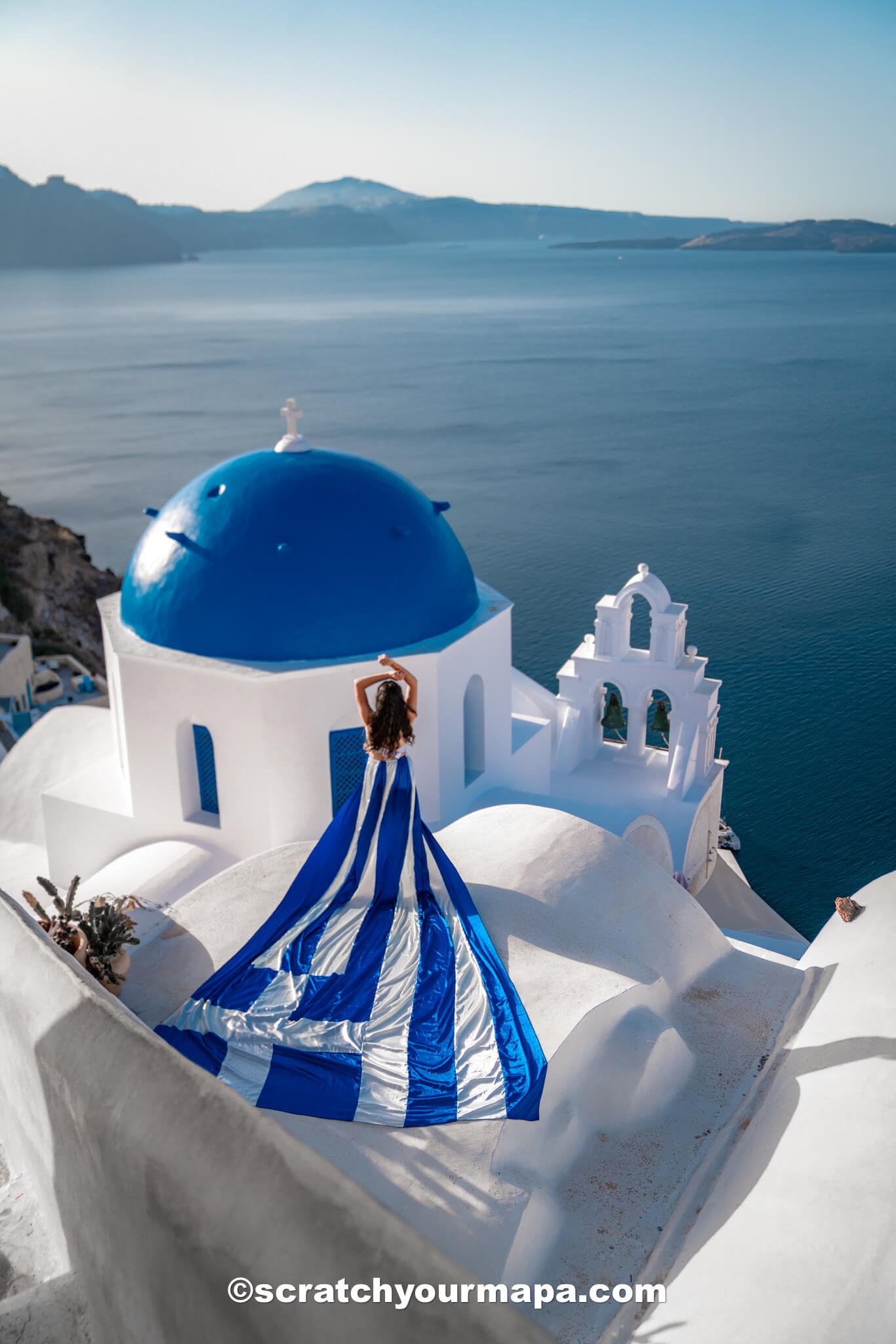 blue domes in Santorini