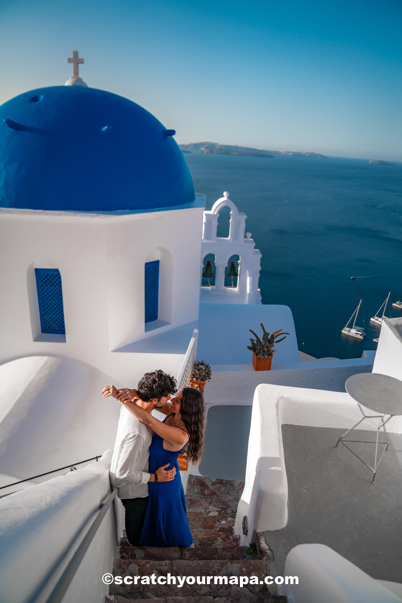 blue domes in Santorini