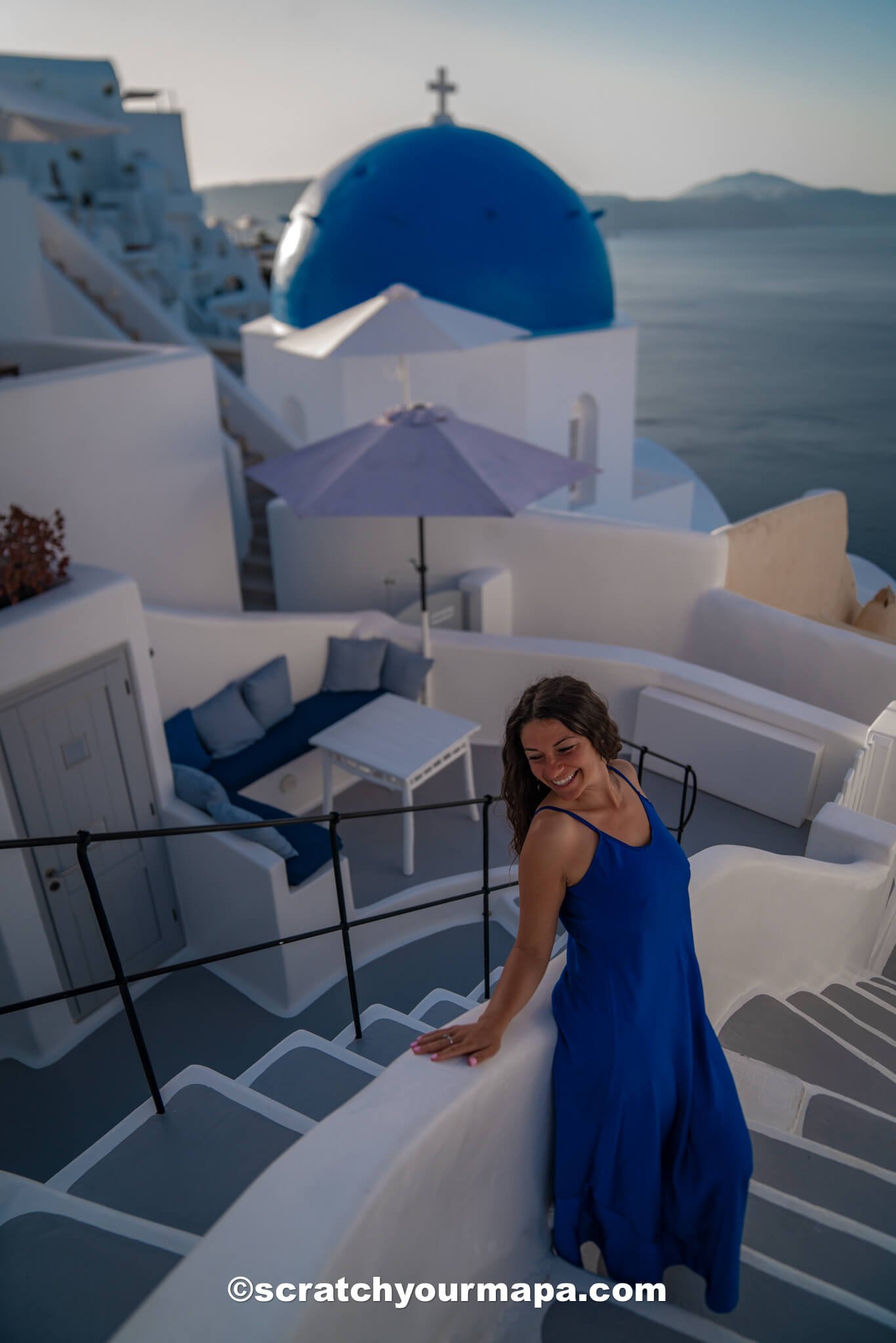 blue domes in Santorini