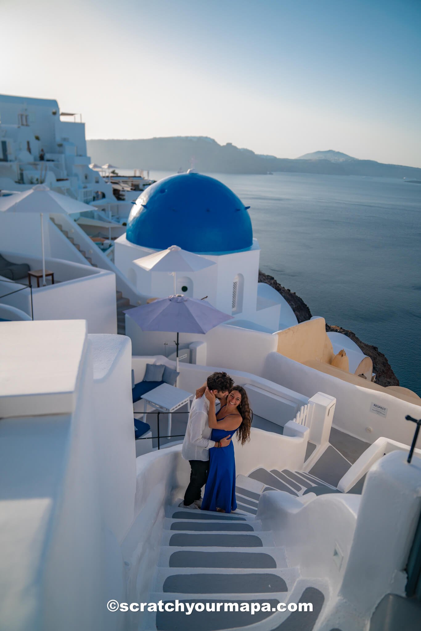 blue domes in Santorini