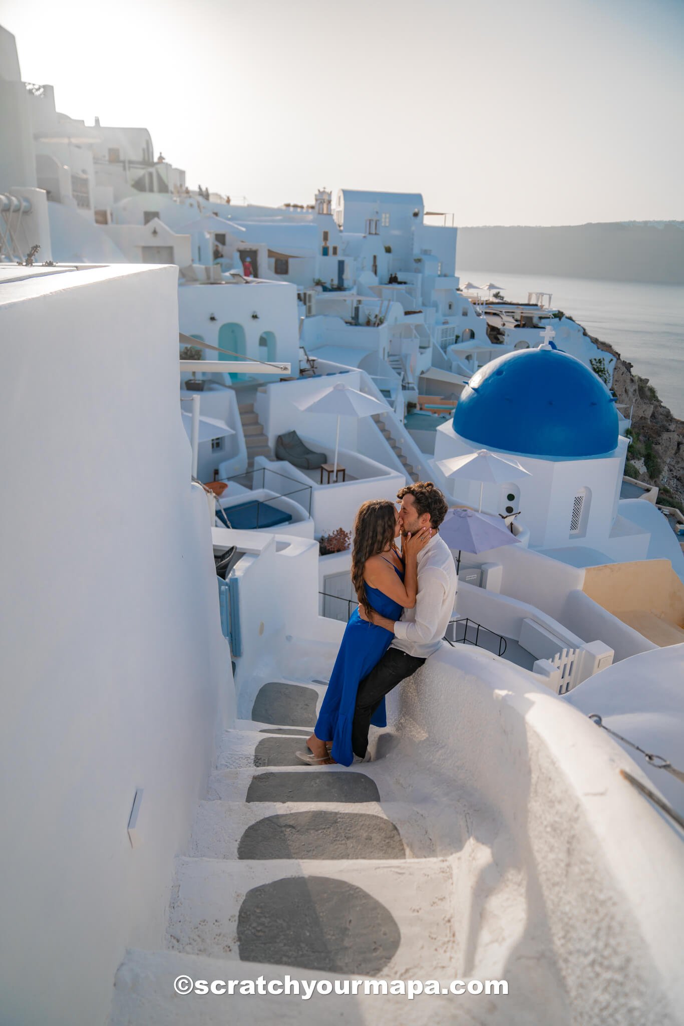 blue domes in Santorini