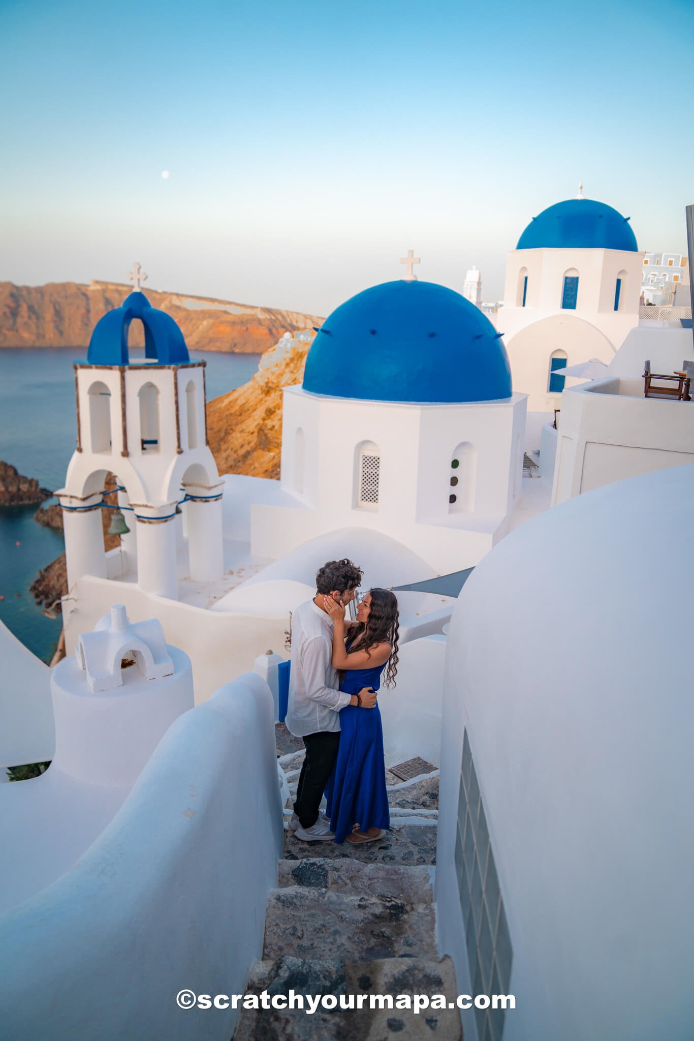 blue domes in Santorini