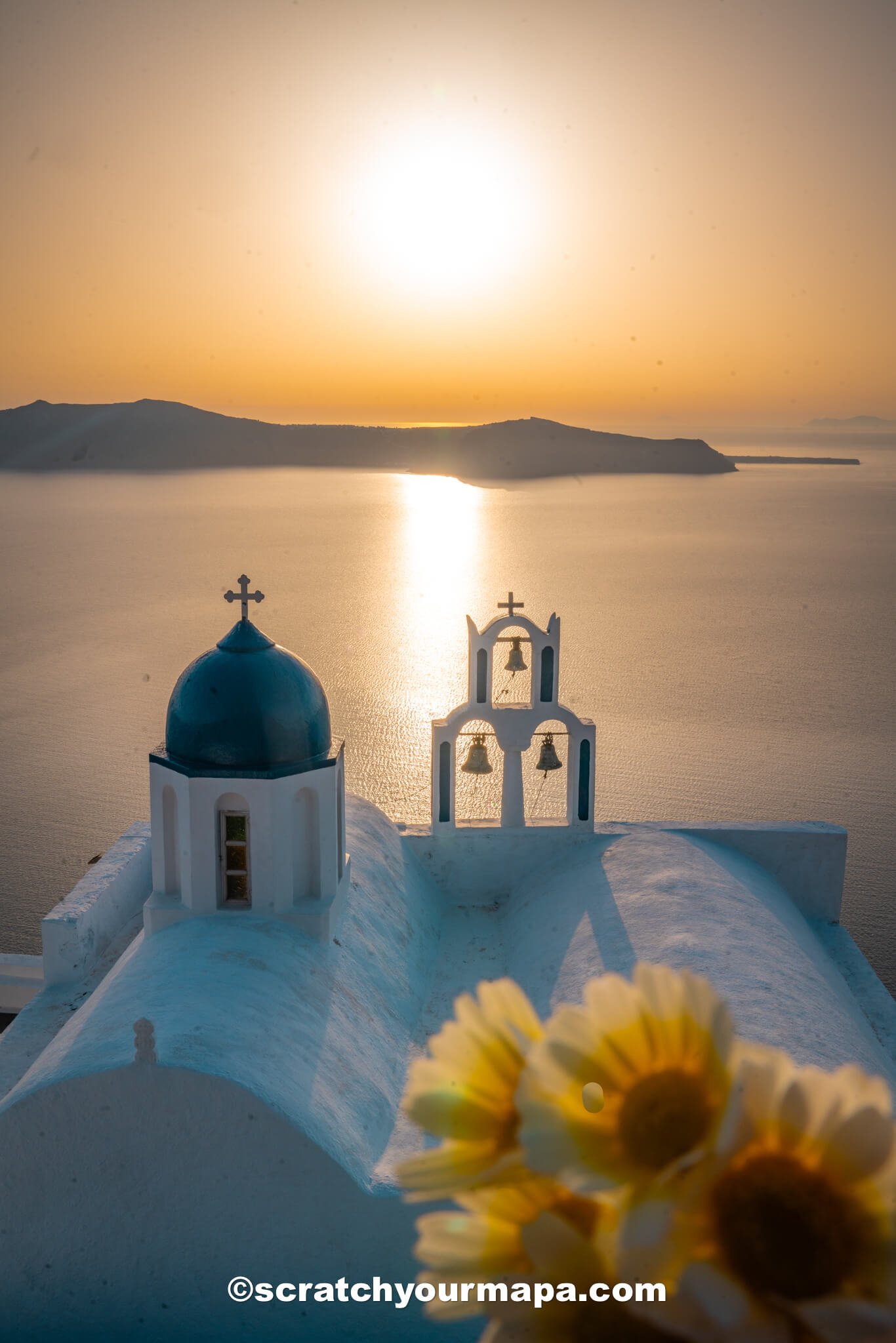 Church Mother of Lord Theoskepasti - blue domes in Santorini