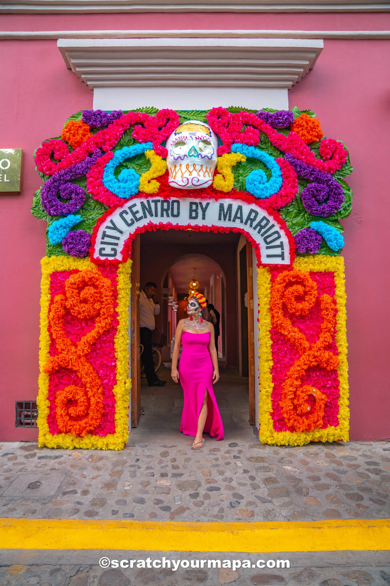 hotel decorations during Dia de los Muertos in Oaxaca