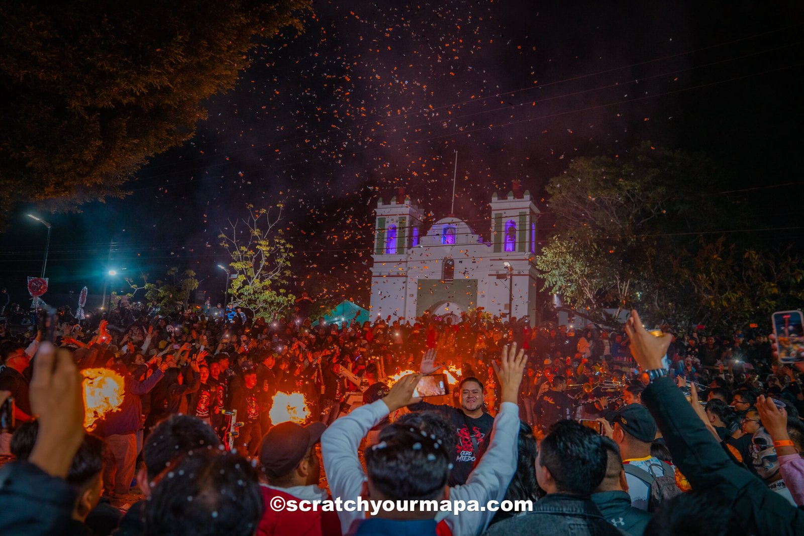 fire ceremony during Dia de Los Muertos in Oaxaca, Mexico