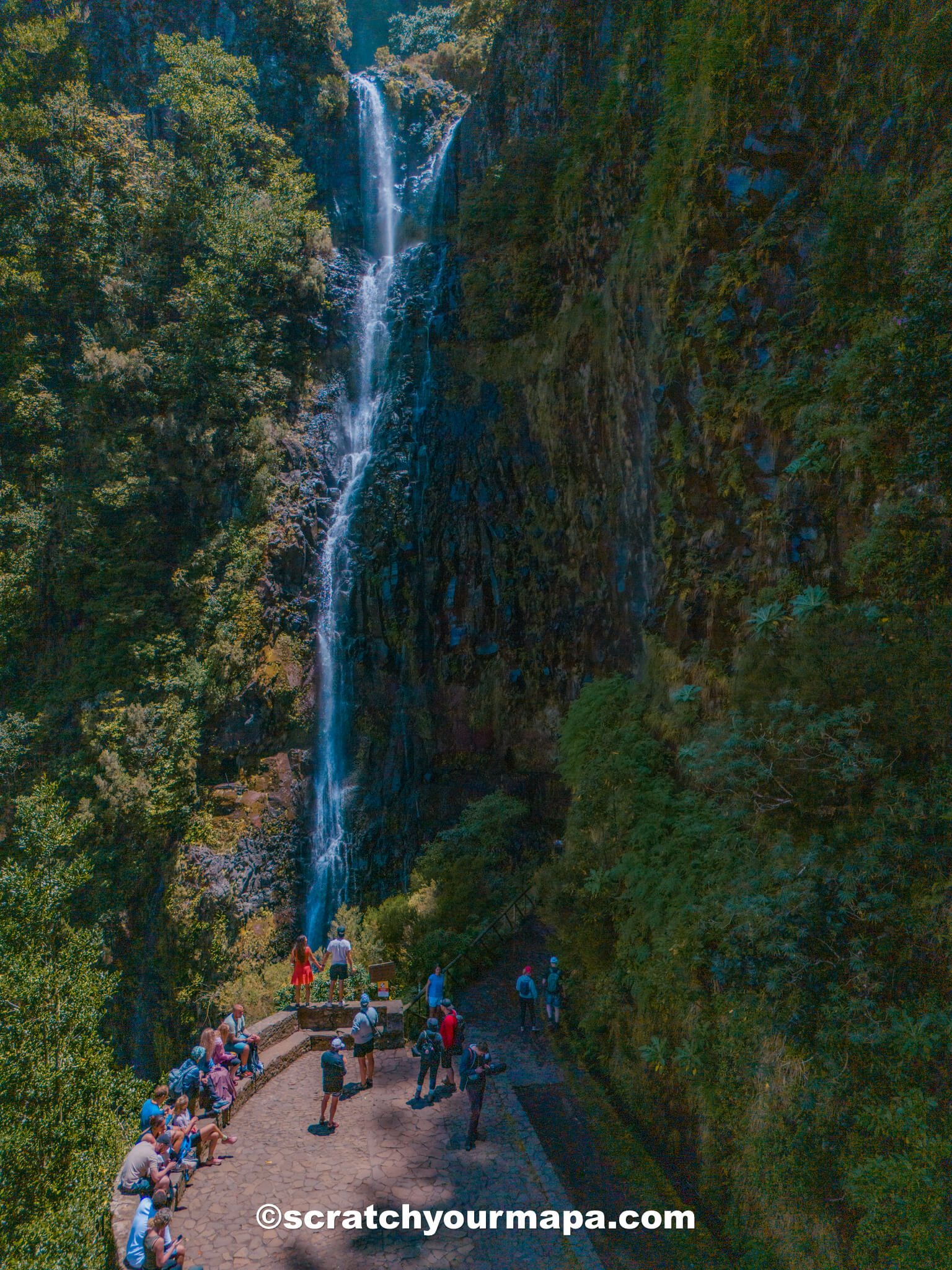 drone shot of Risco Waterfall