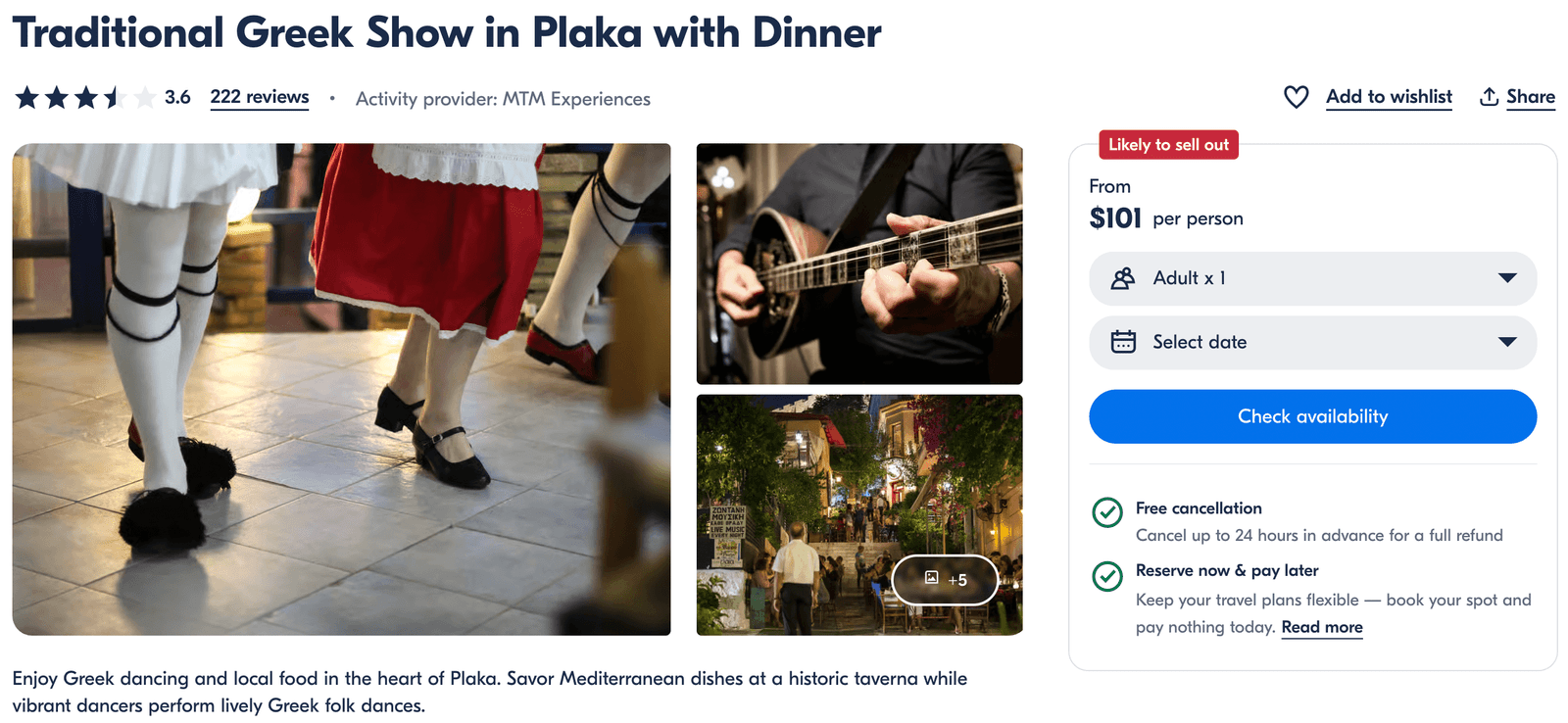 Greek show and dinner in Athens
