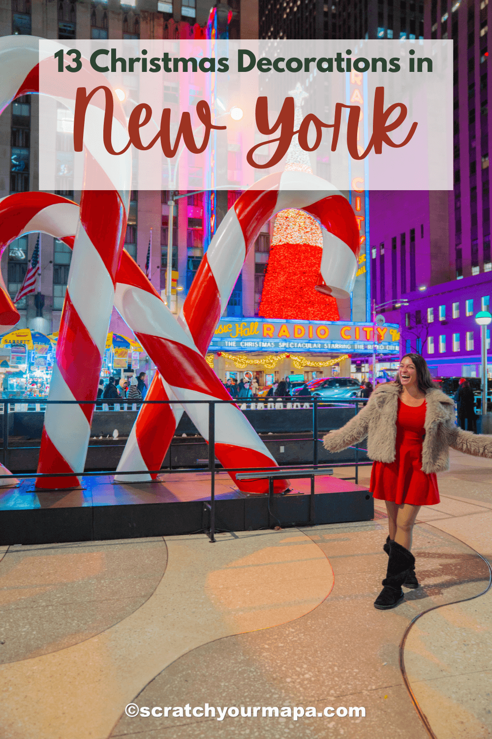 the best Christmas decorations in NYC travel guide pin