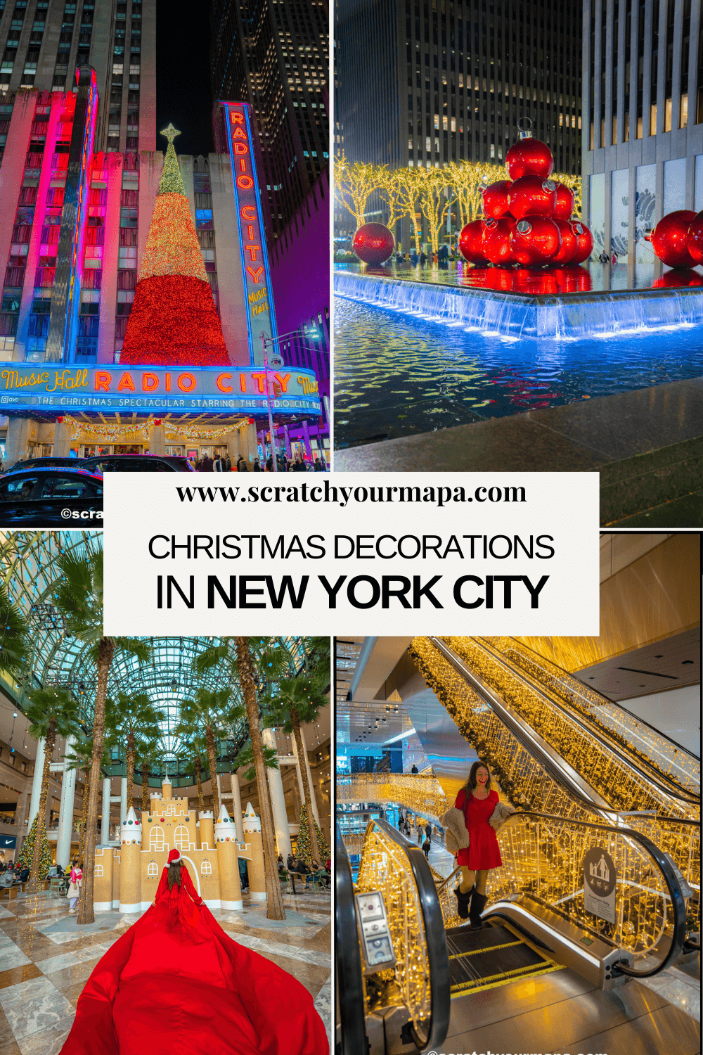 the best Christmas decorations in NYC travel guide pin