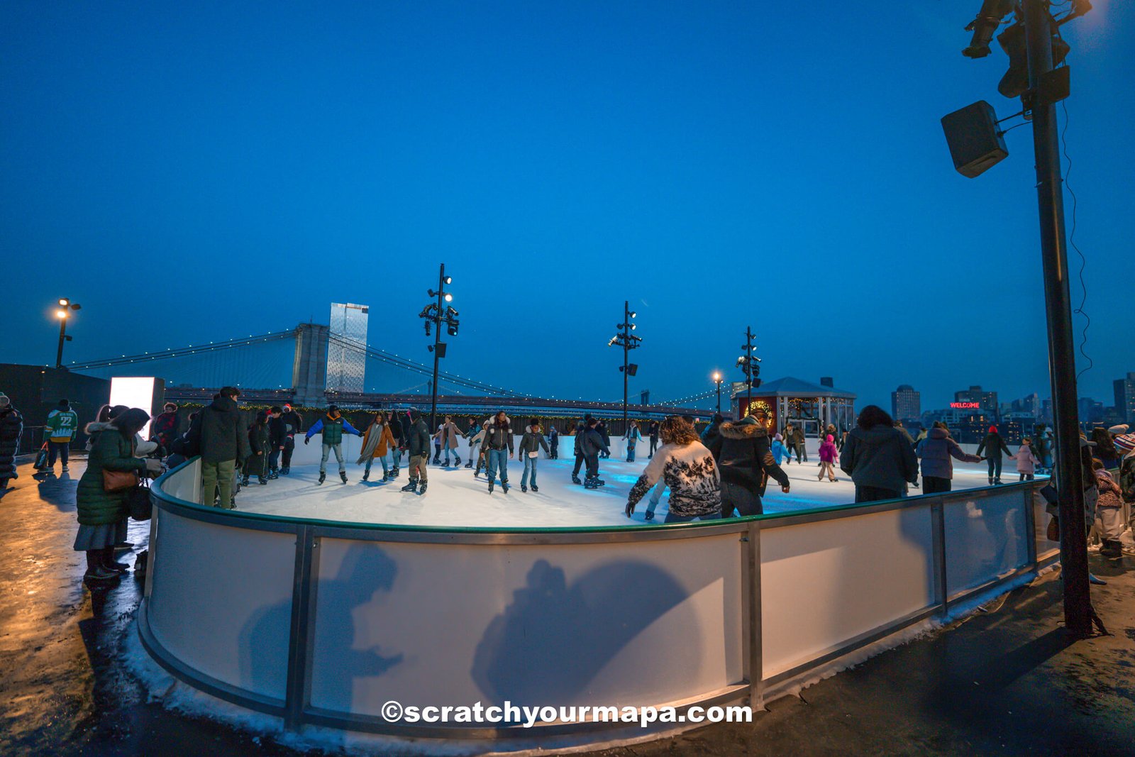 ice skating at the Seaport during Christmas in NYC