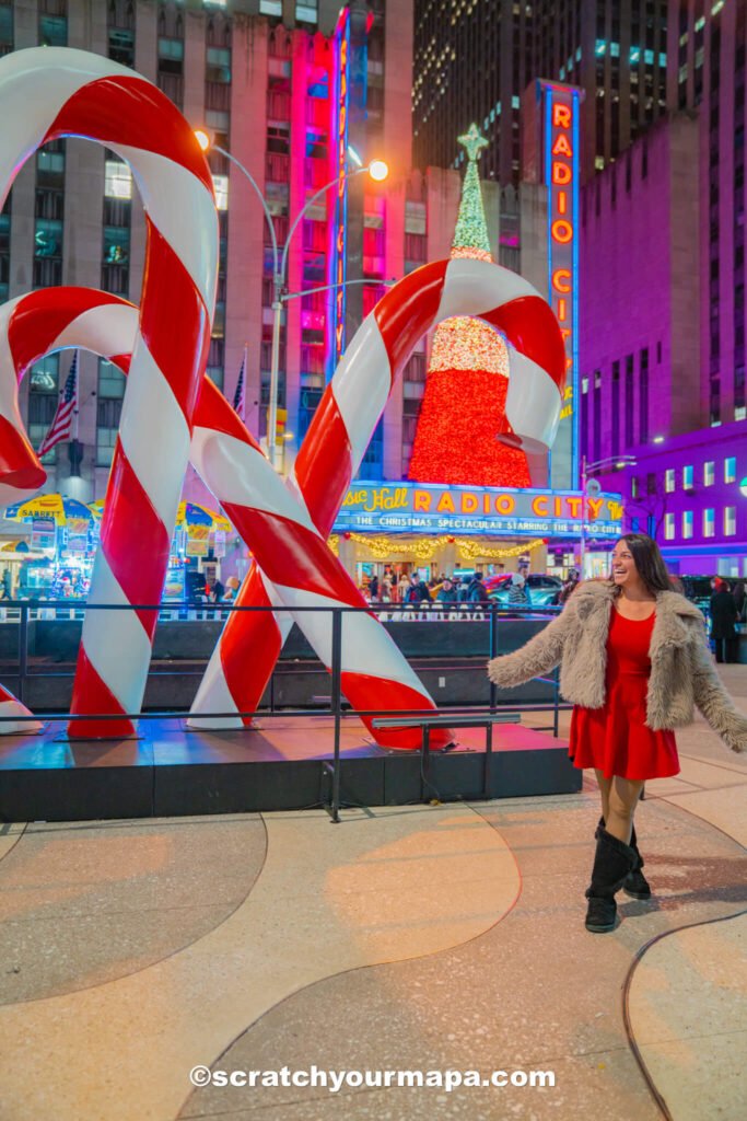 Candy Cane Display at Radio City - best things to do in December in New York