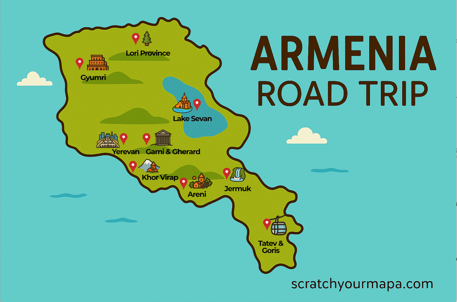 Road trip in Armenia map