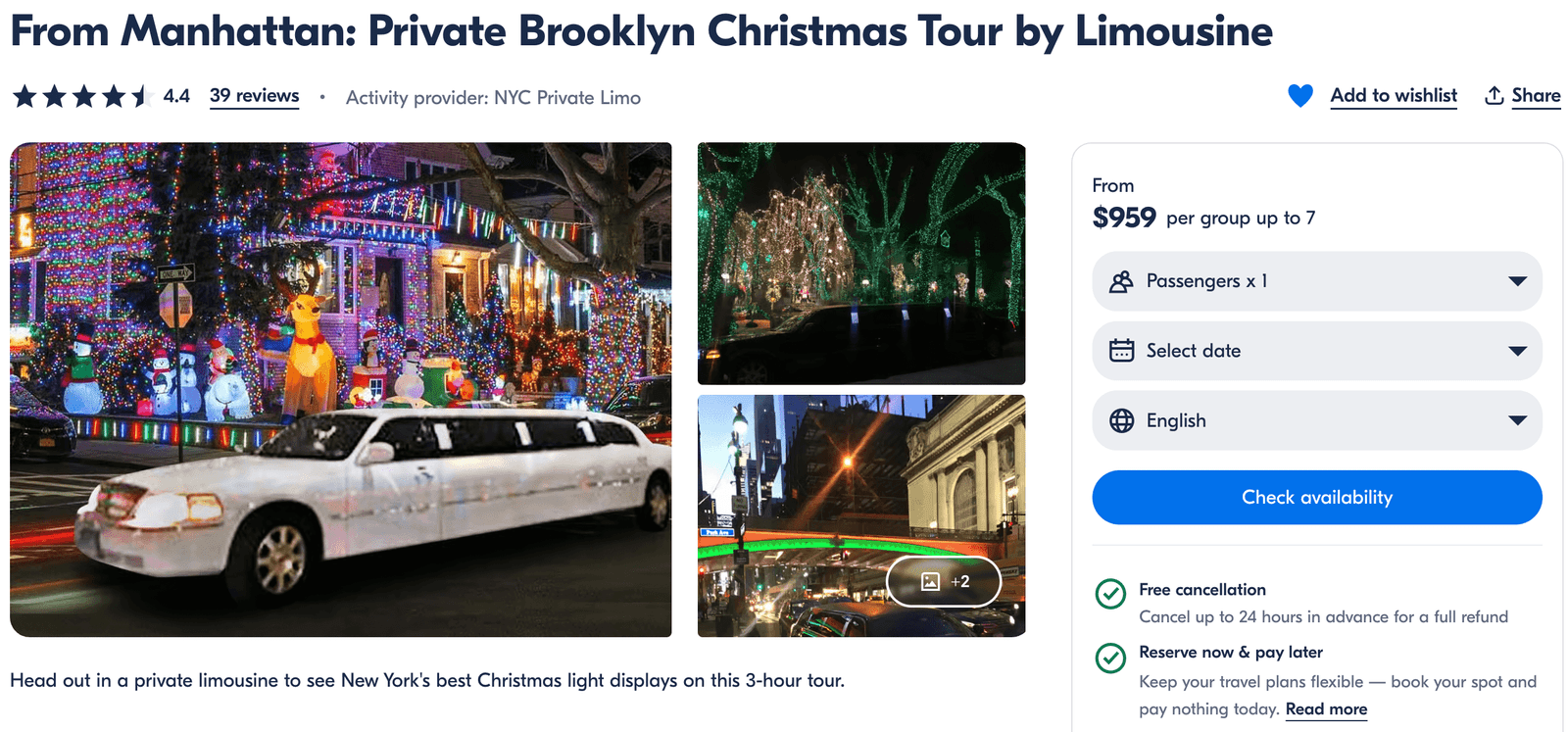 limo tour in Brooklyn - best Christmas activities in NYC