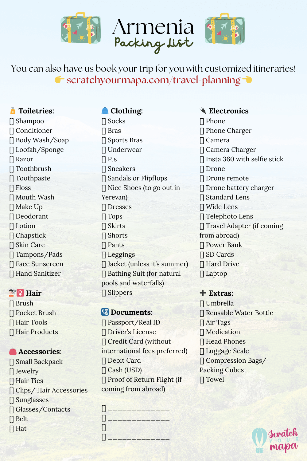 Armenia packing list