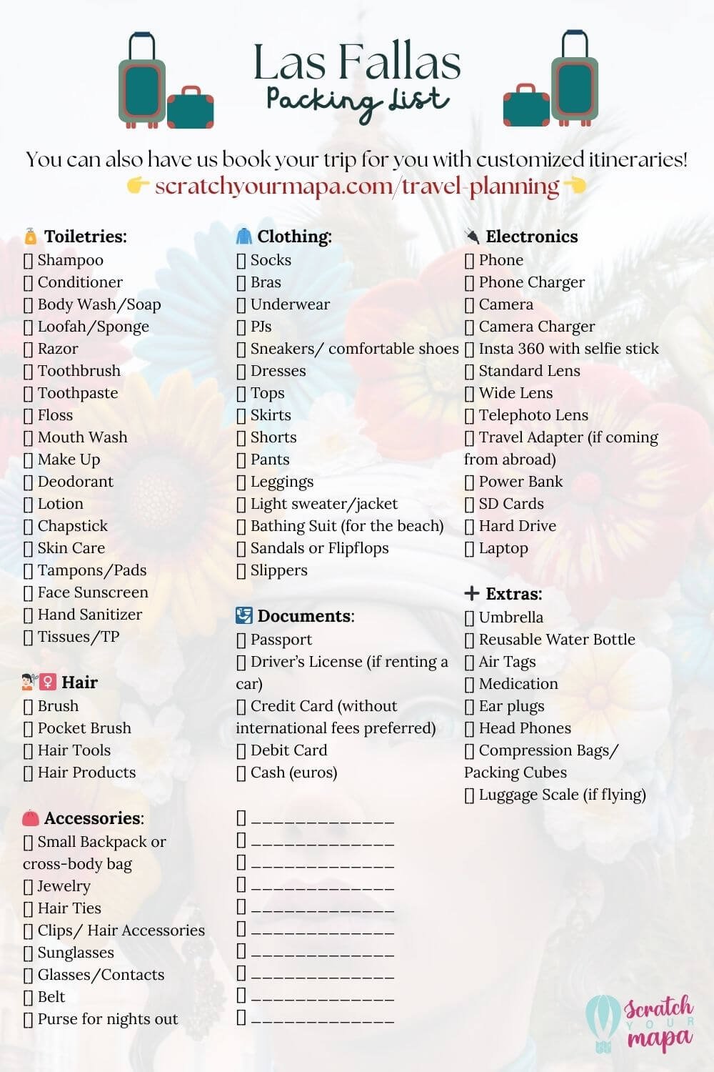 Las Fallas packing list