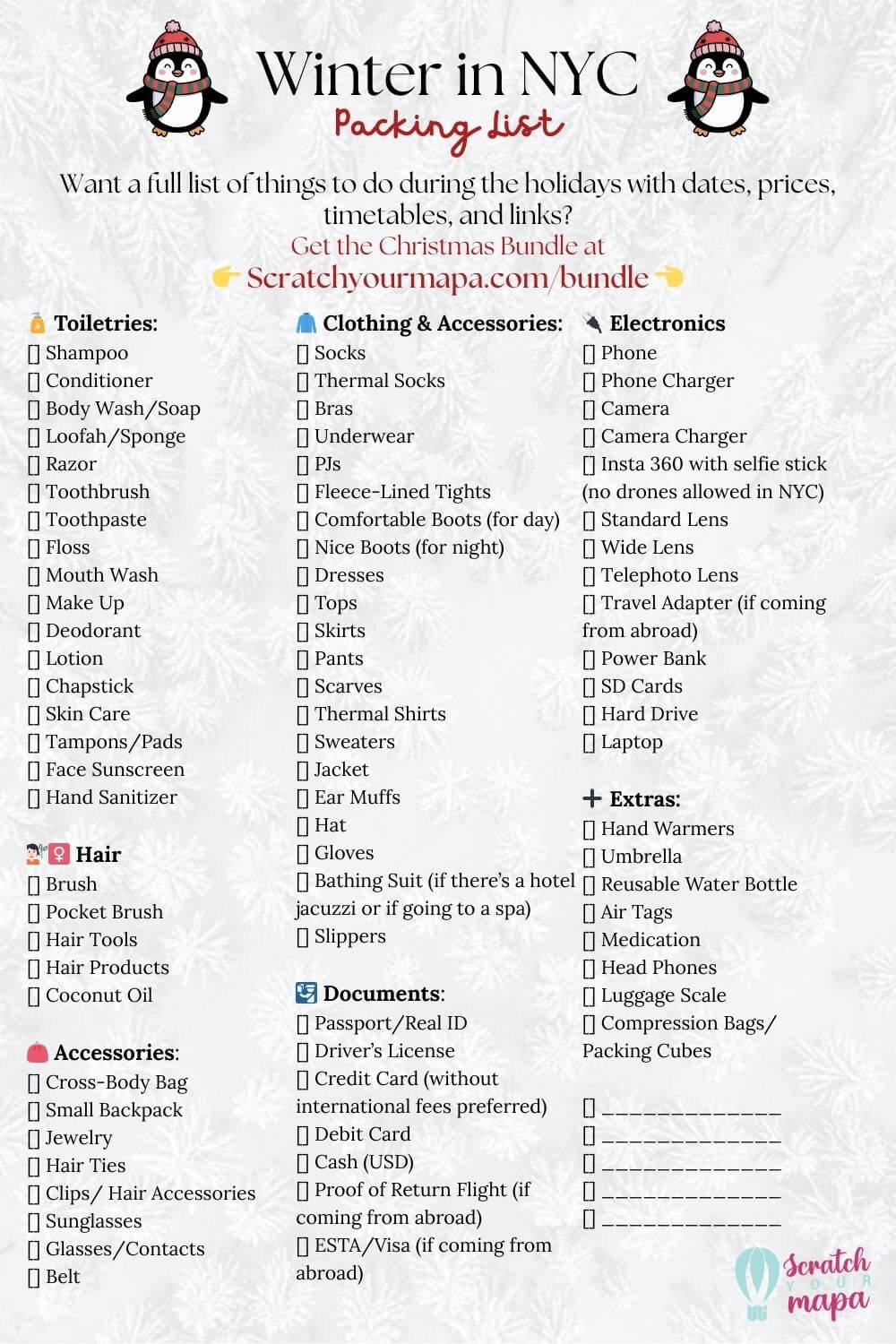 winter in NYC packing list