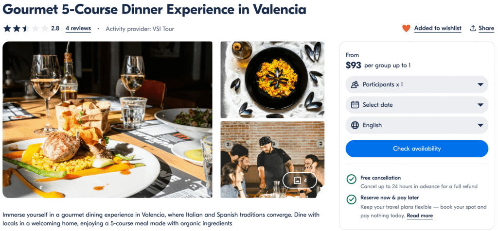 5-course dinner experience - Valencia Spain food guide