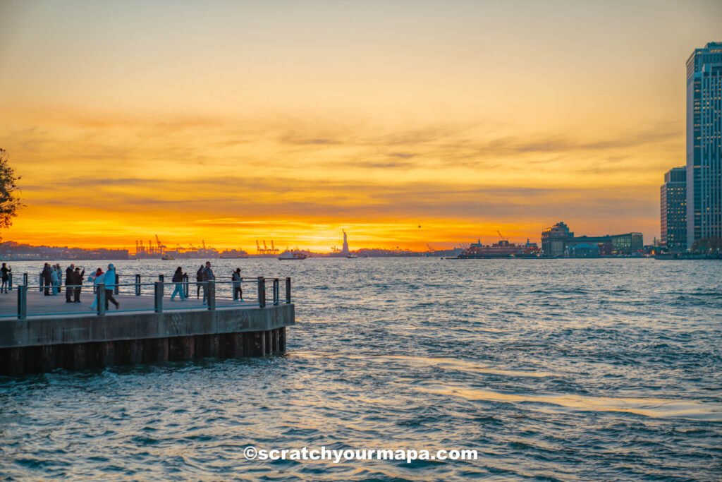 ferries in New York City during sunset