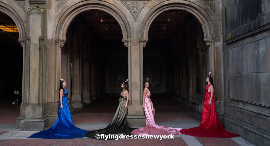 Flying dress photoshoot in Central Park, NYC
