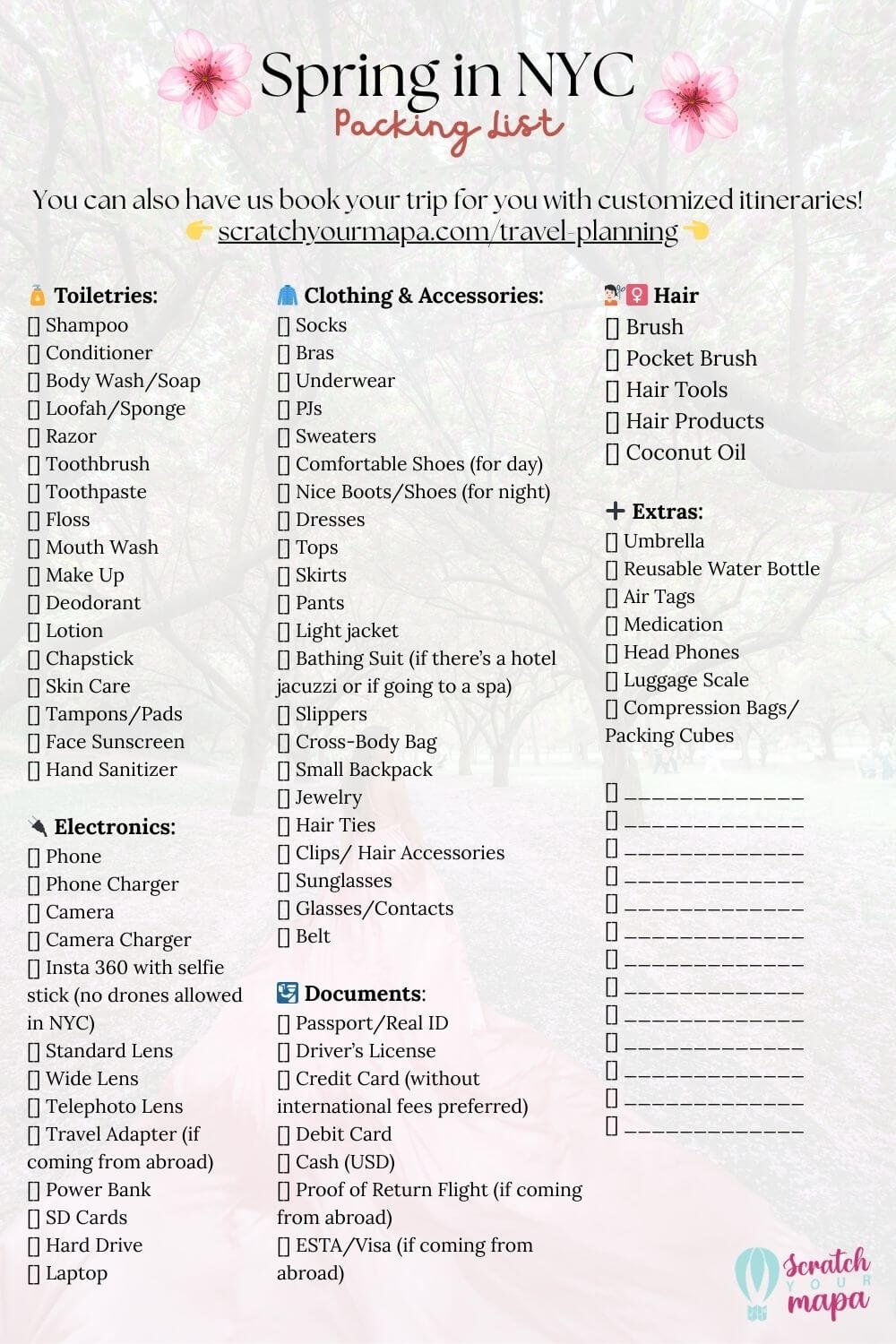 Spring in New York Packing list