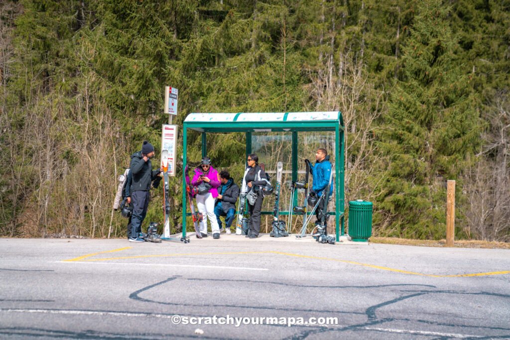waiting at the bus station outside Chamonix