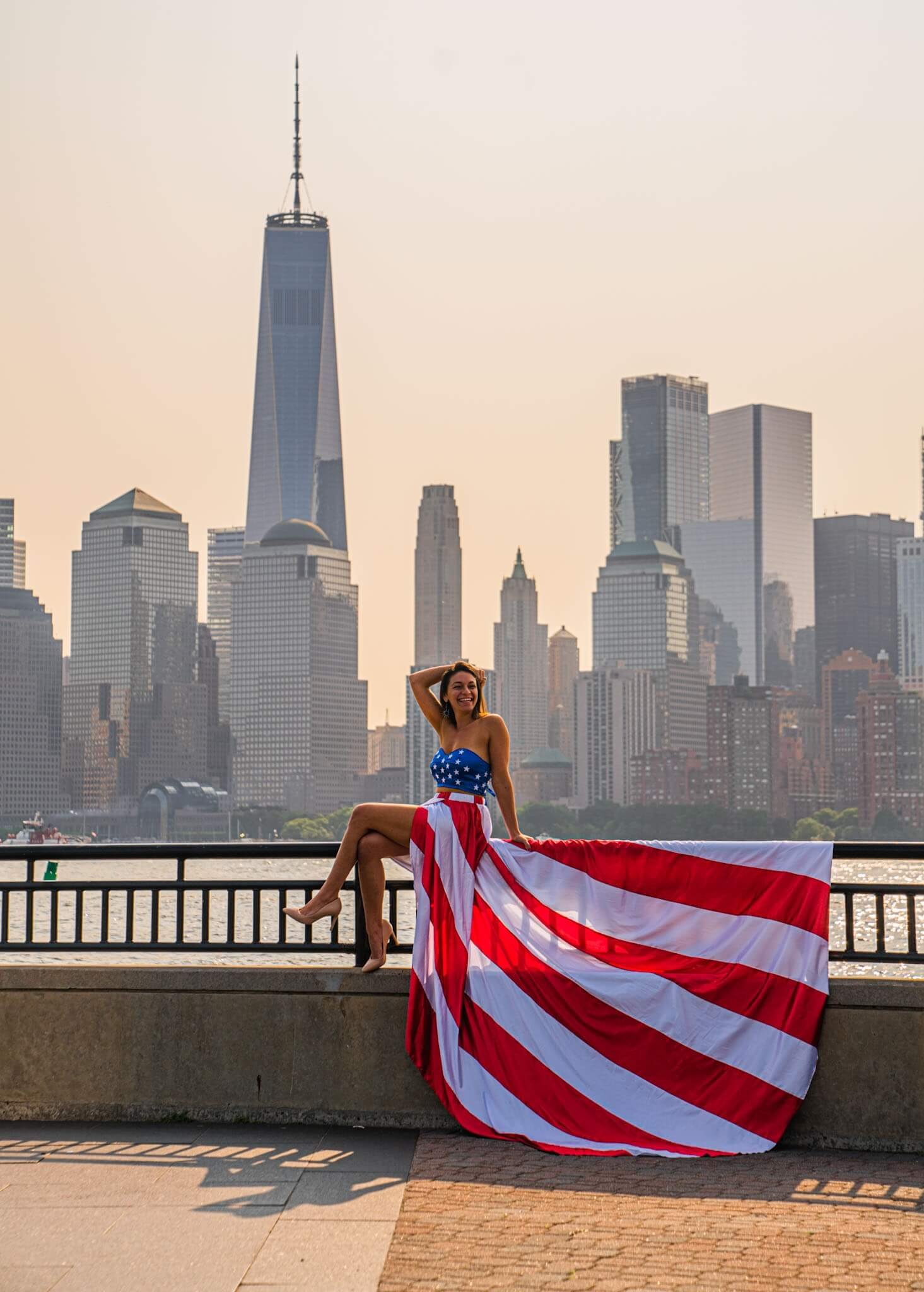 Liberty State Park flying dress photoshoot - things to do in NYC in Spring