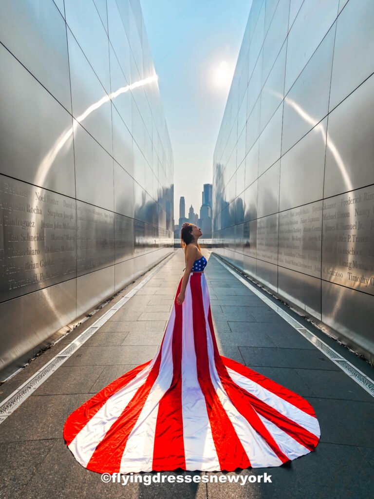 Liberty State Park flying dress photoshoot - things to do in NYC in Spring