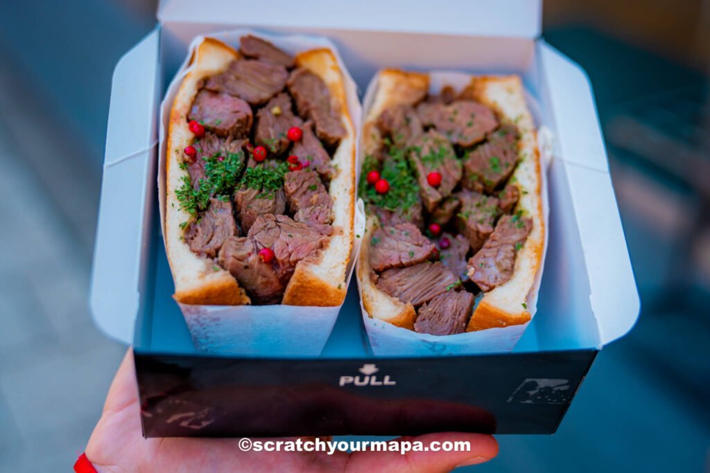 Steak sandwich at Dekasan in Osaka