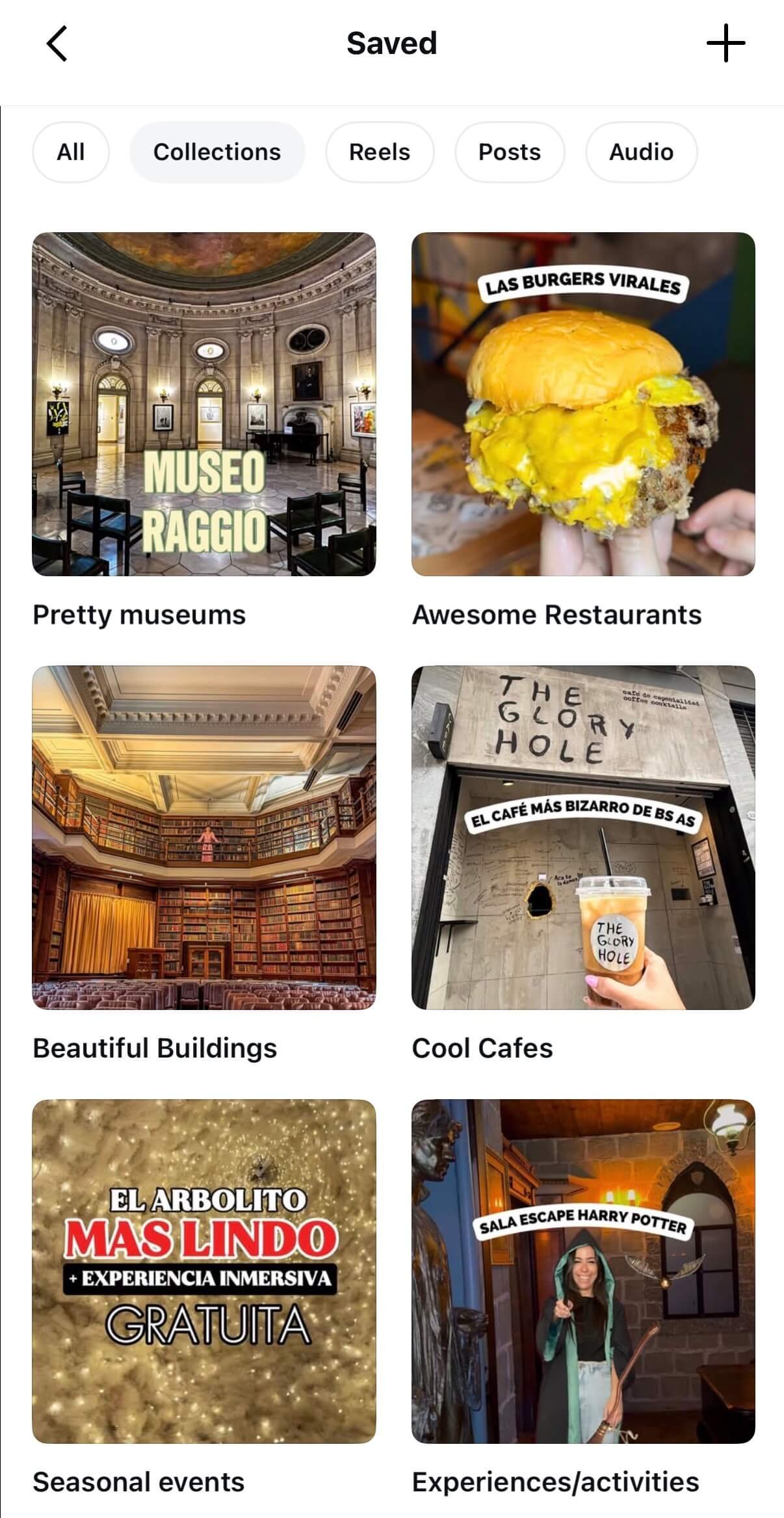 using saved folders on Instagram to find fun things to do while traveling