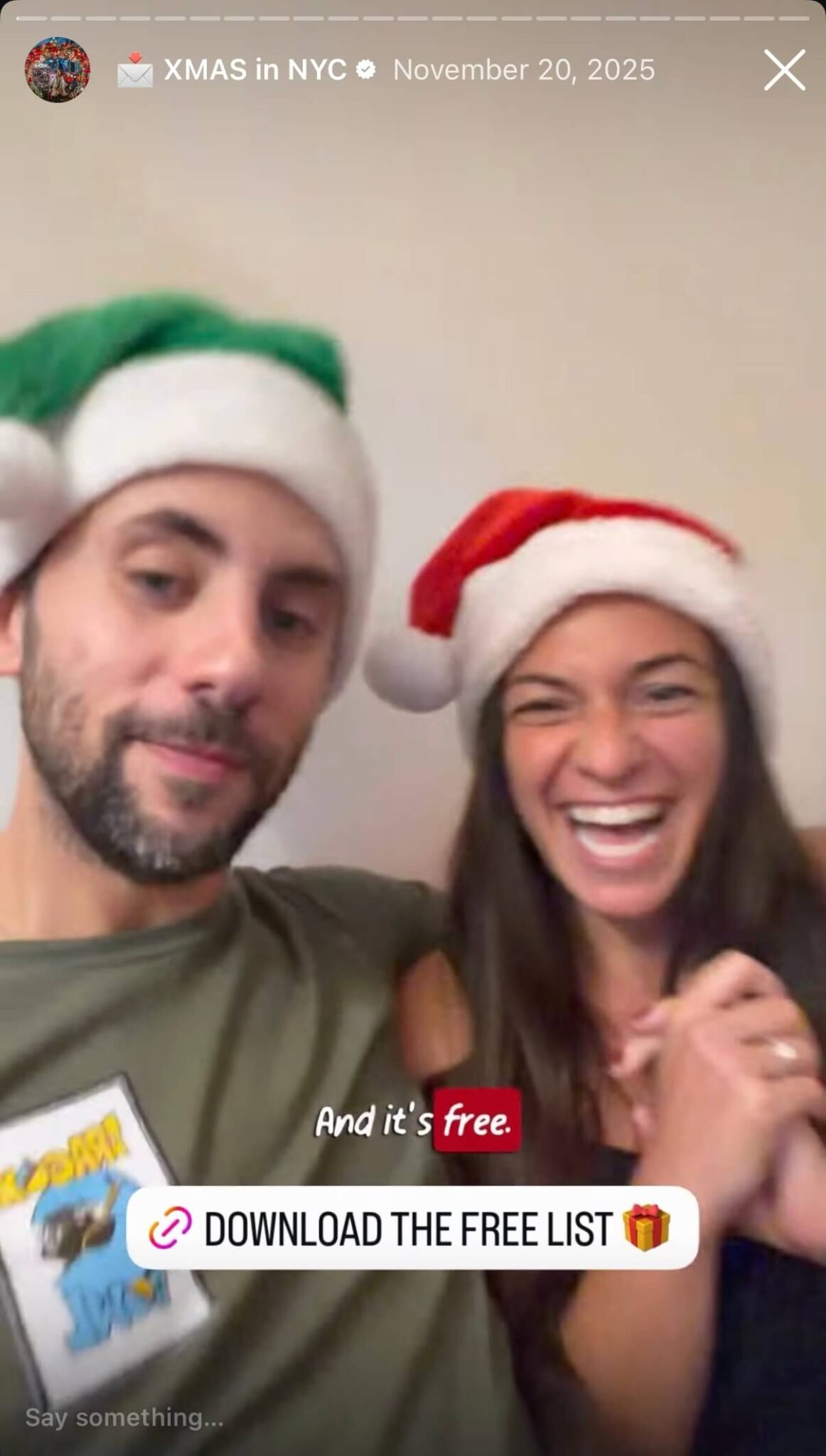 Instagram story highlights for local events in NYC for Christmas