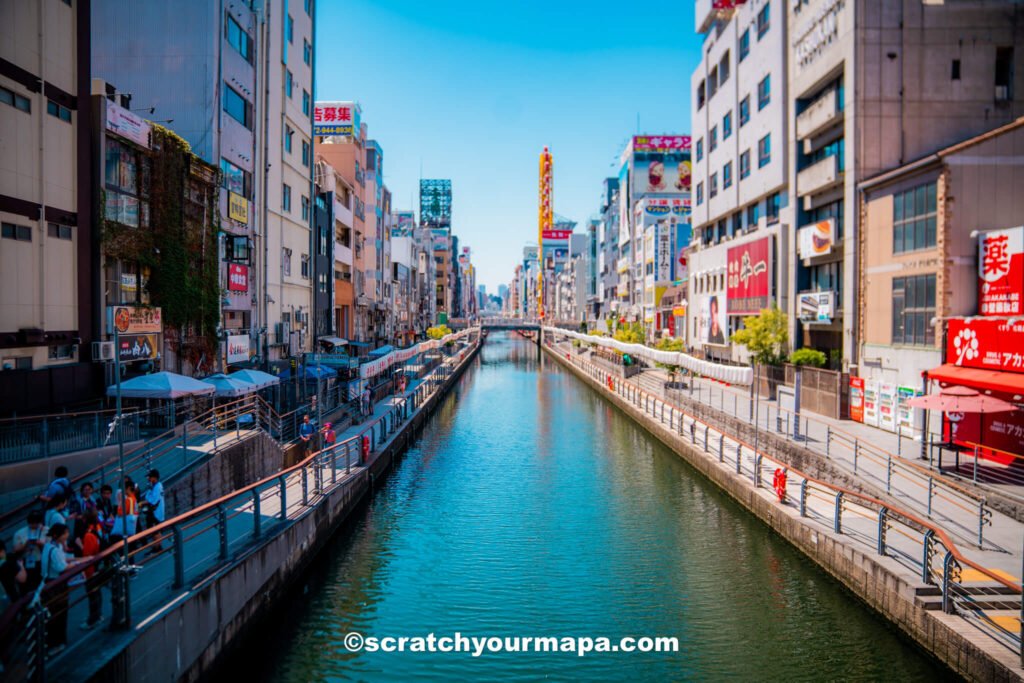 Dotonbori waterfront during the day in Osaka, Japan