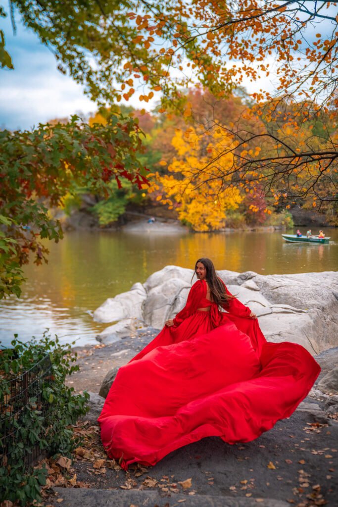 flying dress photoshoot in Central Park