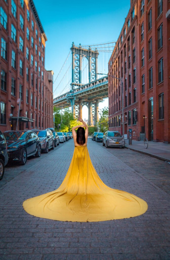 flying dress photoshoot in NYC