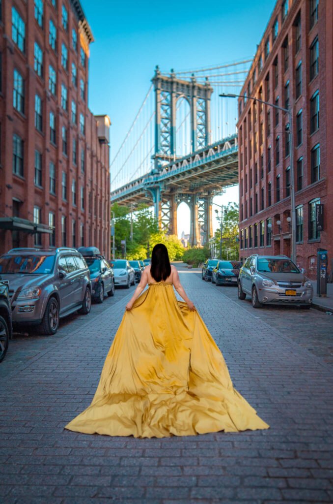 flying dress photoshoot in Brooklyn