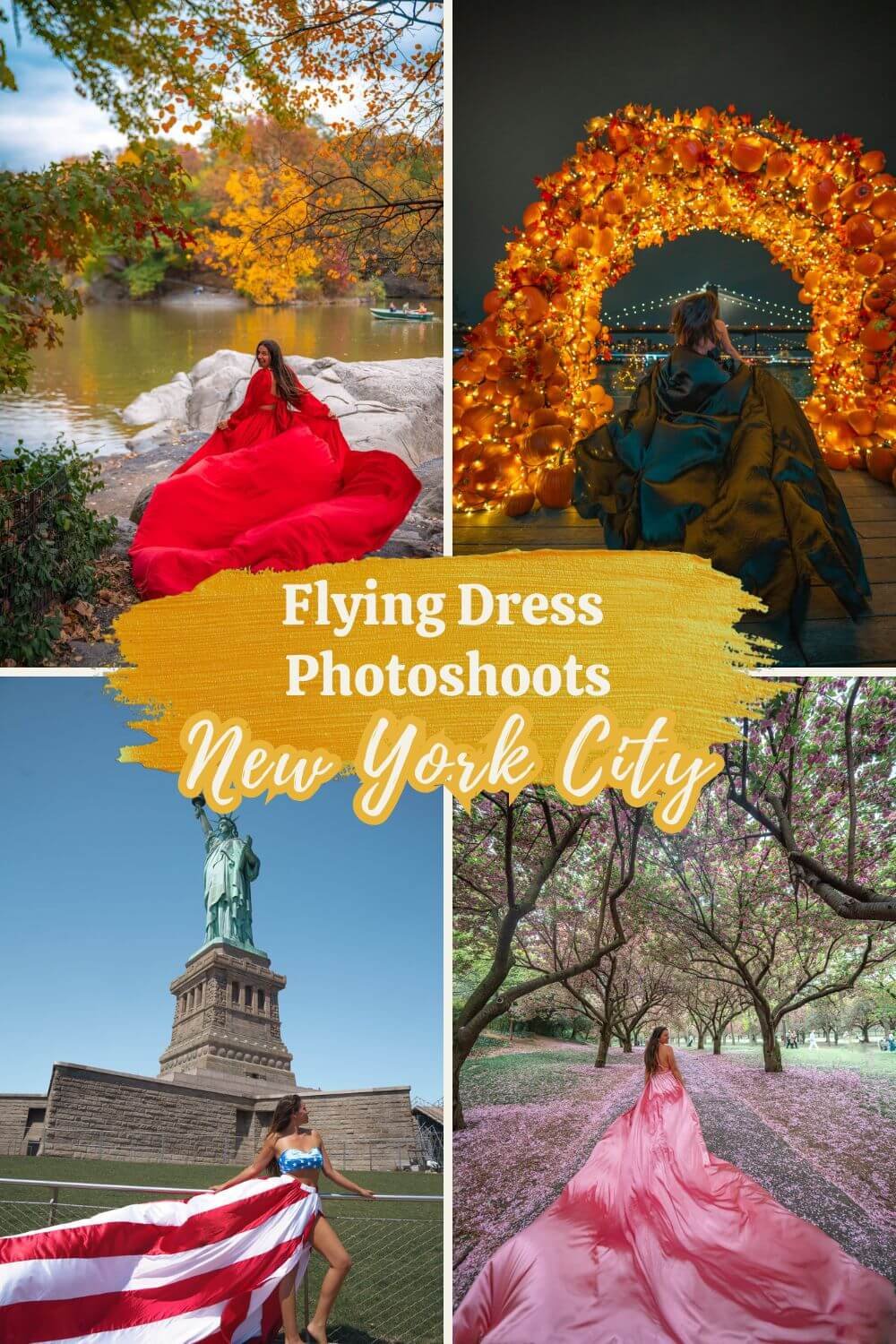 flying dress photoshoot in NYC pin