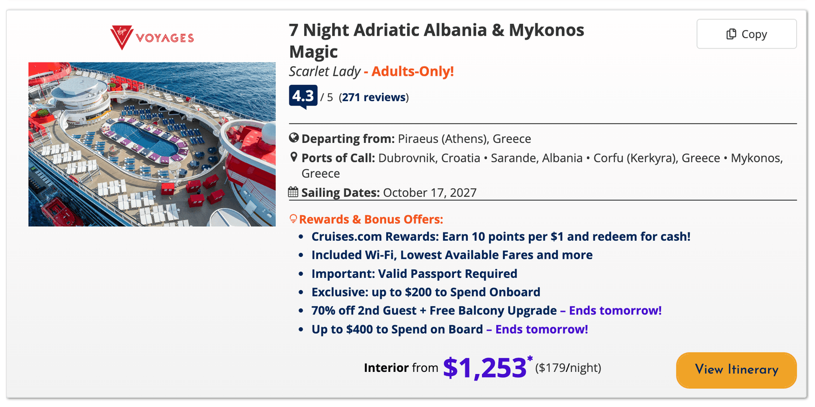 cruise to Albania with Virgin Voyages