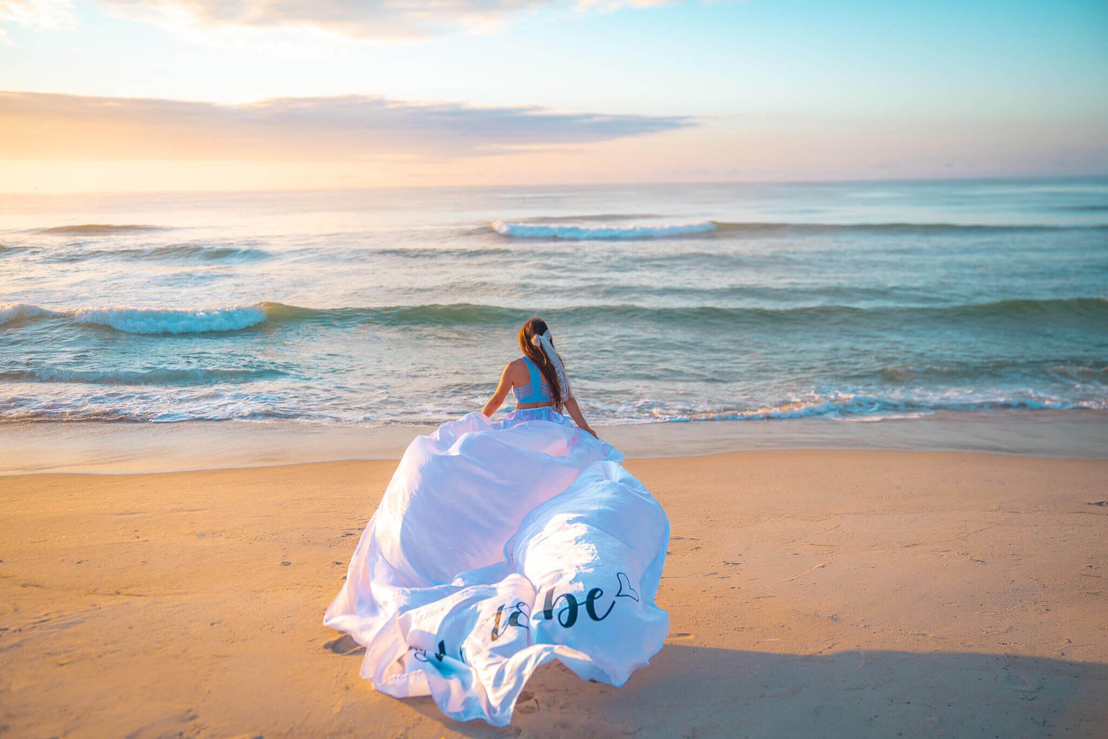 flying dress photoshoot at the beach at the jersey shore
