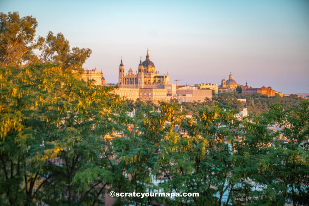 views from Templo de Debos at sunset in Madrid