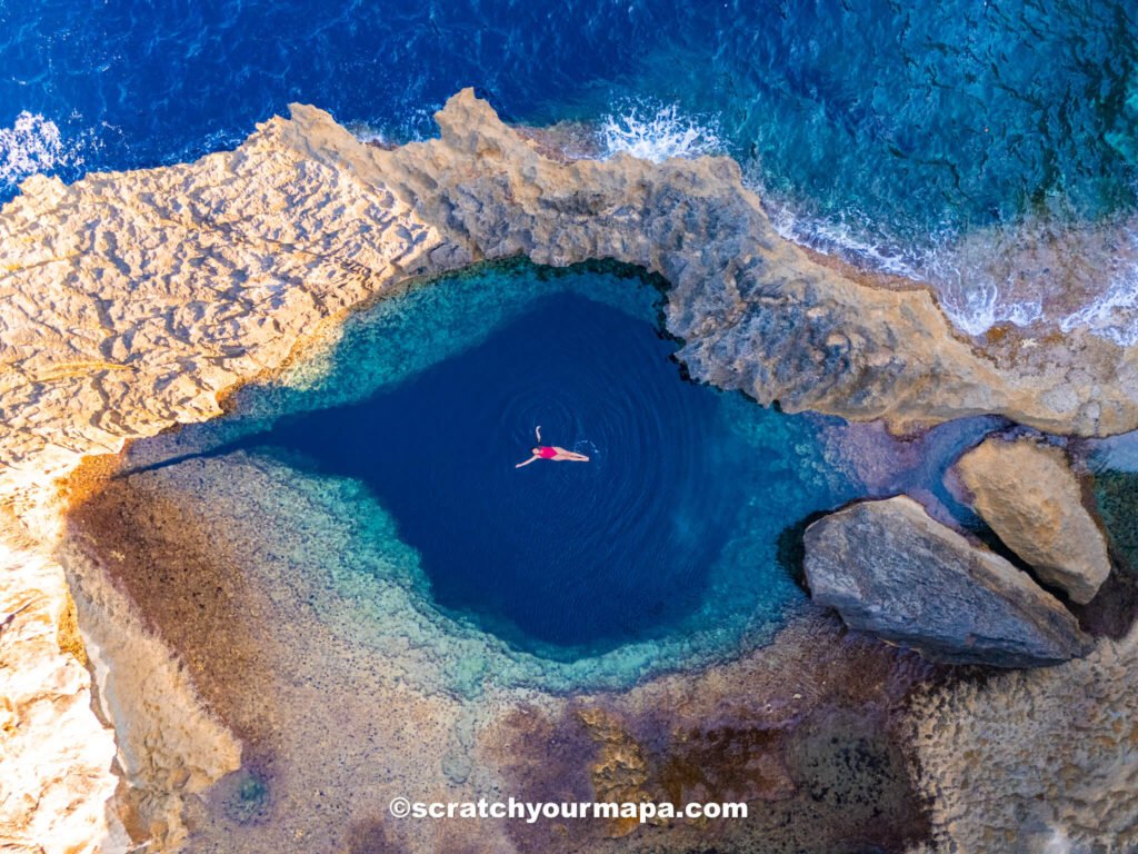 blue hole in Gozo, Malta