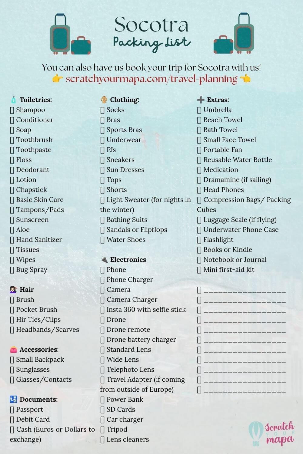 Socotra packing list
