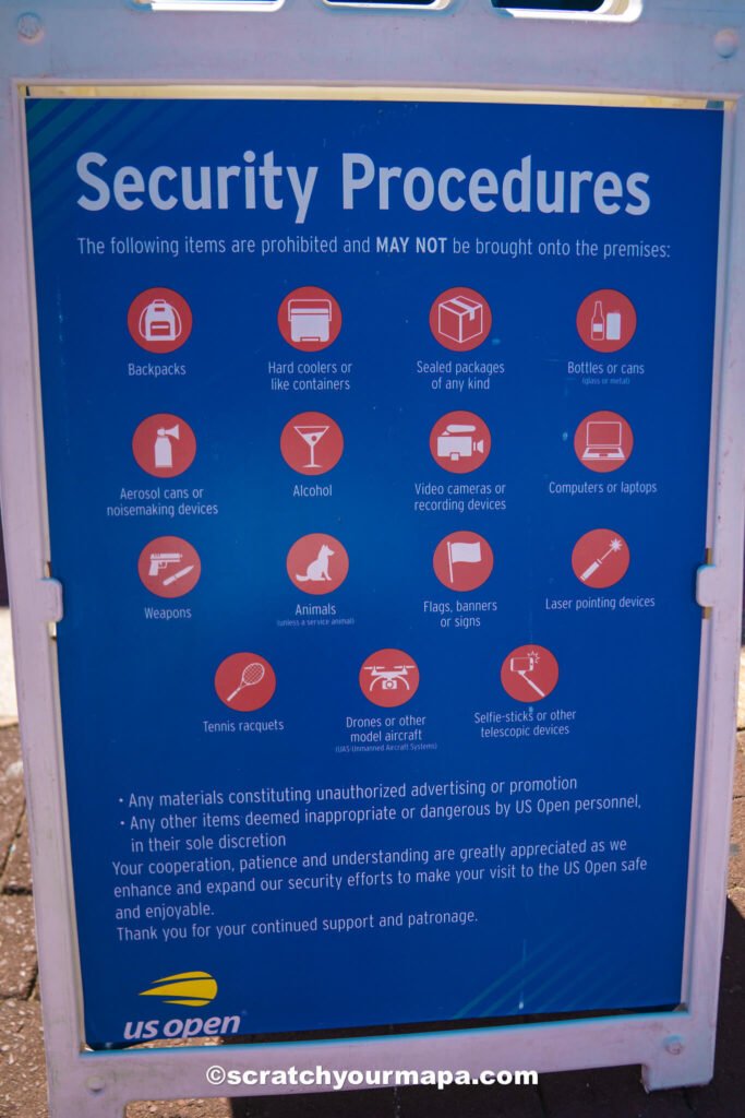 rules at the US Open in New York