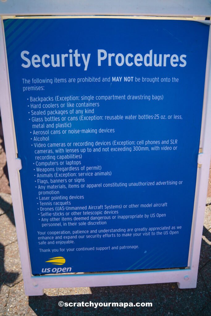rules at the US Open in New York