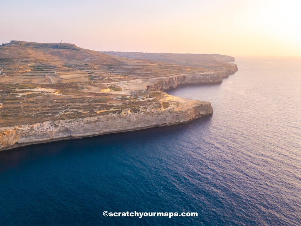 drone shot of Gozo, Malta