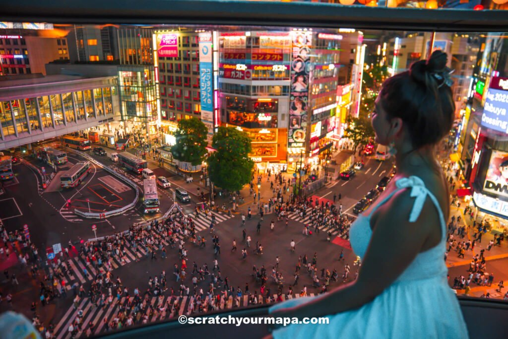 looking over Shibuya crossing in Tokyo