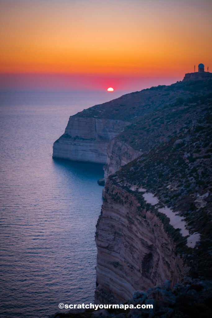 Dingli Cliffs in Malta at sunset