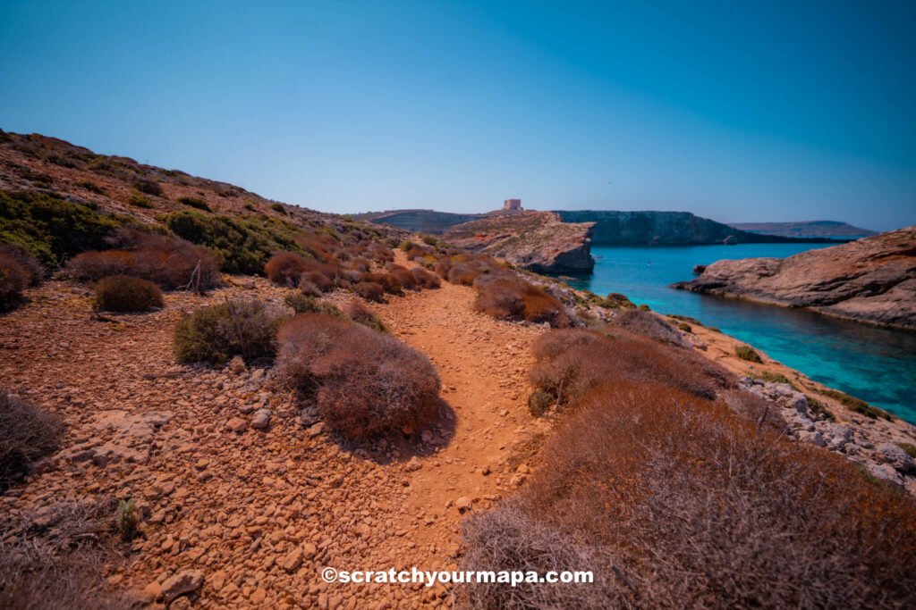 walking around the island of Comino